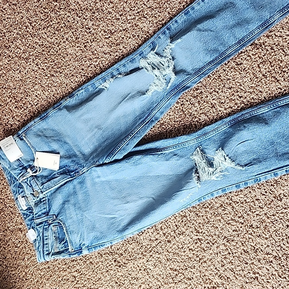 Good American Good Icon Festival Rips Straight Crop NWT Denim Jeans 2 26 - Picture 16 of 16